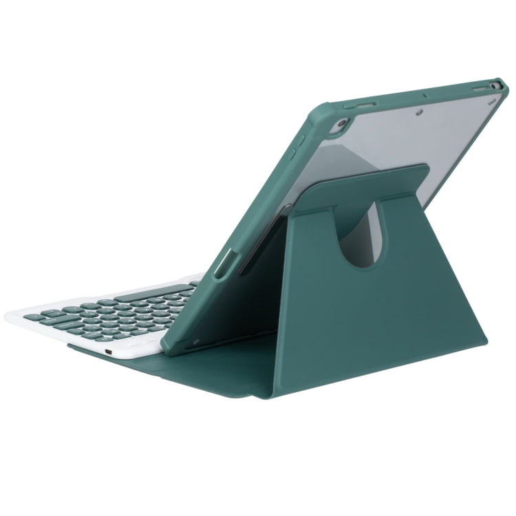 For iPad Pro 11 2024 YL13 360 Rotation Acrylic Transparent Round Keycap Bluetooth Keyboard Leather Case