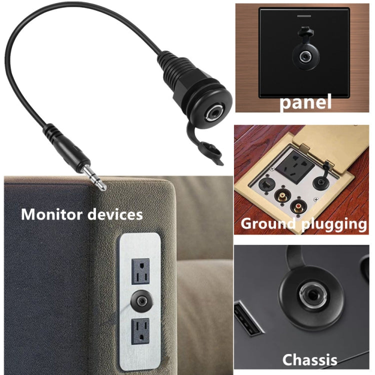 3.5mmTRS Stereo Thread Fixed Embedded Ground Plug Panel Audio Cable, Length: 0.3m