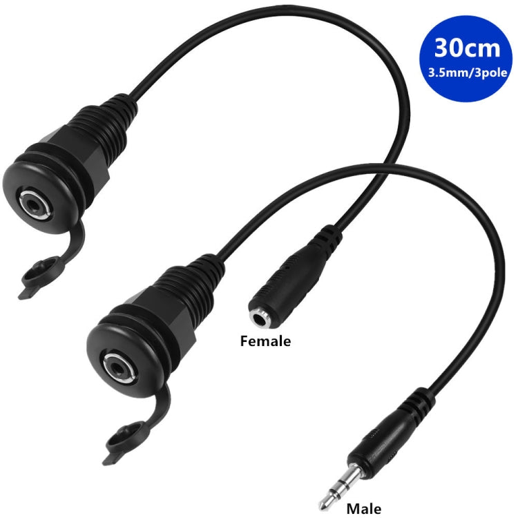 3.5mmTRS Stereo Thread Fixed Embedded Ground Plug Panel Audio Cable, Length: 0.3m