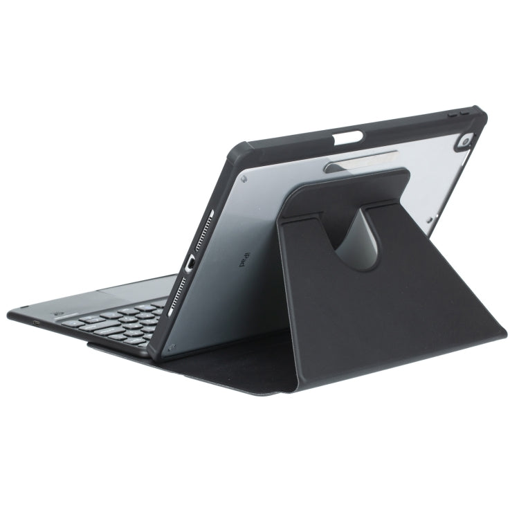 For iPad Pro 11 2024 YL13-A 360 Rotation Acrylic Transparent Round Keycap Bluetooth Keyboard Leather Case With Touch Control