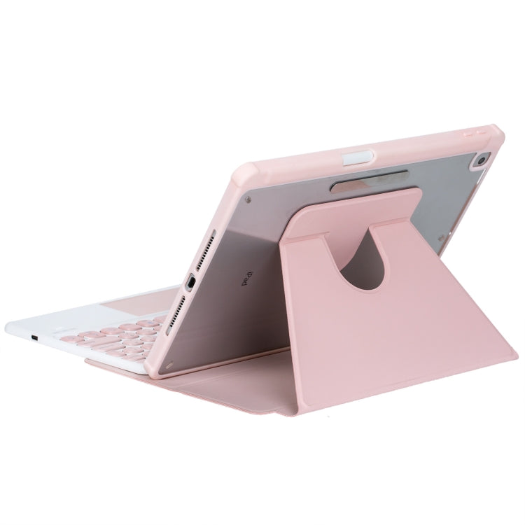 For iPad Pro 11 2024 YL13-A 360 Rotation Acrylic Transparent Round Keycap Bluetooth Keyboard Leather Case With Touch Control