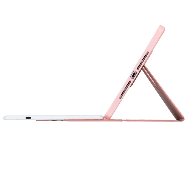 For iPad Pro 11 2024 YL13-A 360 Rotation Acrylic Transparent Round Keycap Bluetooth Keyboard Leather Case With Touch Control