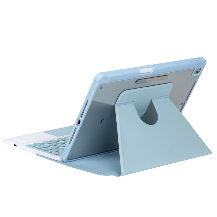 For iPad Pro 11 2024 YL13-A 360 Rotation Acrylic Transparent Round Keycap Bluetooth Keyboard Leather Case With Touch Control