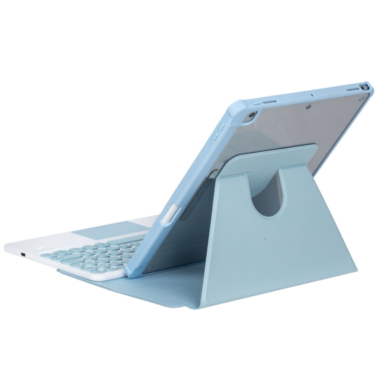 For iPad Pro 11 2024 YL13-A 360 Rotation Acrylic Transparent Round Keycap Bluetooth Keyboard Leather Case With Touch Control