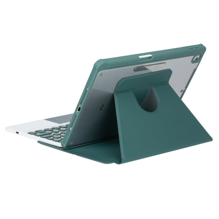 For iPad Pro 11 2024 YL13-A 360 Rotation Acrylic Transparent Round Keycap Bluetooth Keyboard Leather Case With Touch Control