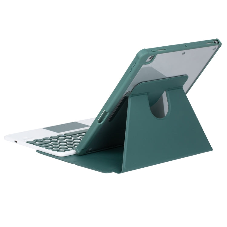 For iPad Pro 11 2024 YL13-A 360 Rotation Acrylic Transparent Round Keycap Bluetooth Keyboard Leather Case With Touch Control