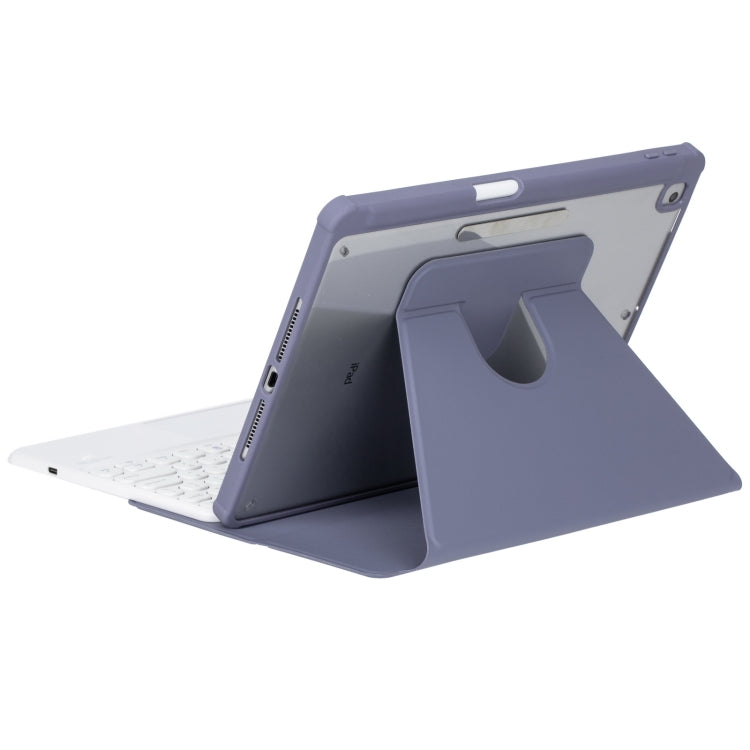 For iPad Pro 11 2024 YL13-A 360 Rotation Acrylic Transparent Round Keycap Bluetooth Keyboard Leather Case With Touch Control