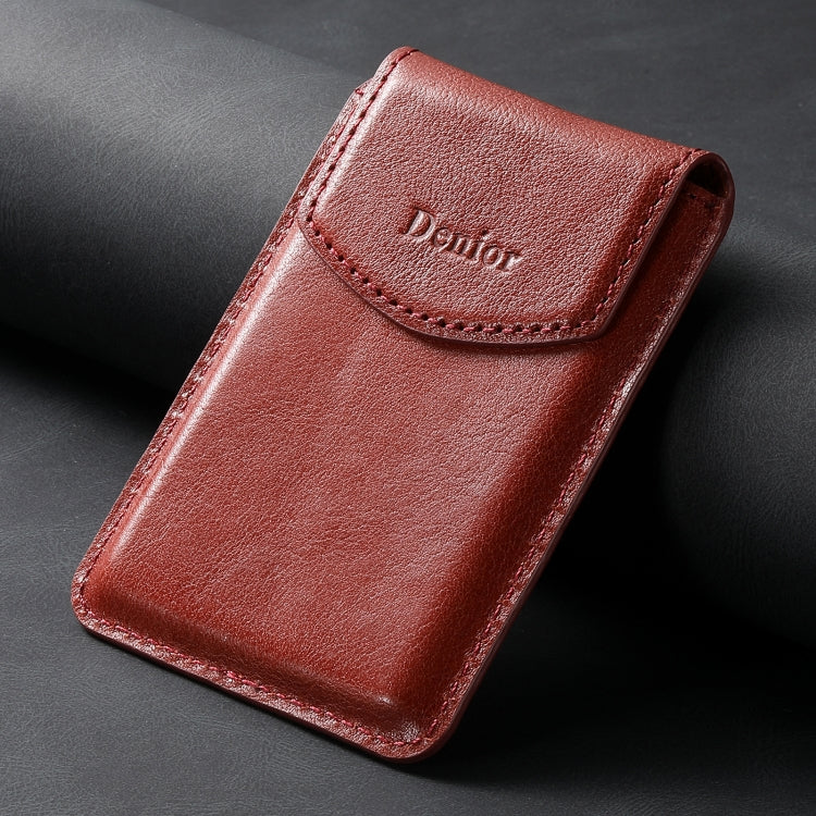 Denior V14 MagSafe Magnetic Phone Genuine Leather Card Sleeve
