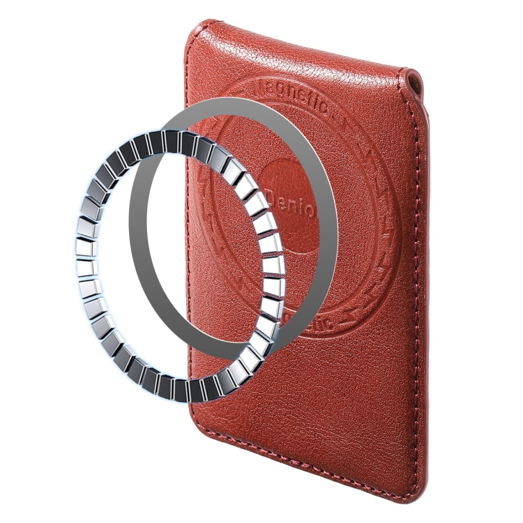 Denior V14 MagSafe Magnetic Phone Genuine Leather Card Sleeve