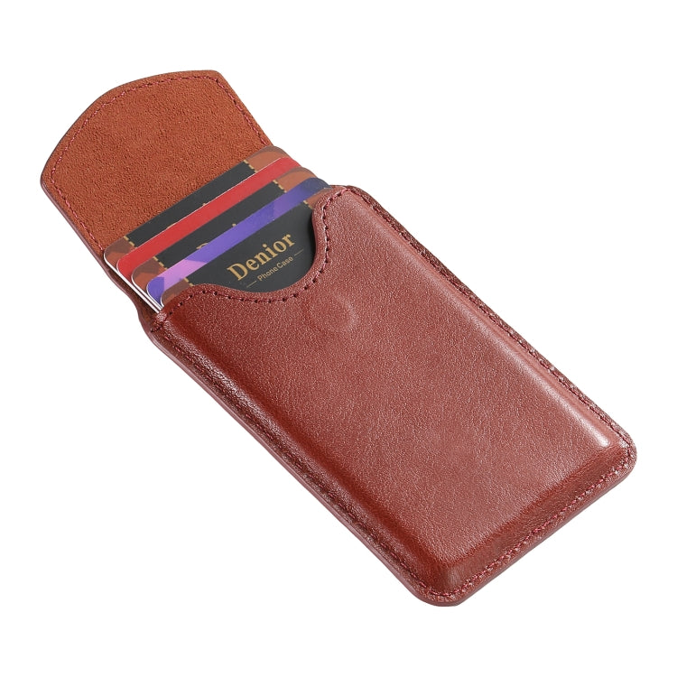 Denior V14 MagSafe Magnetic Phone Genuine Leather Card Sleeve