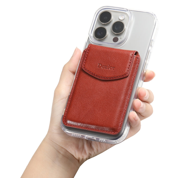 Denior V14 MagSafe Magnetic Phone Genuine Leather Card Sleeve