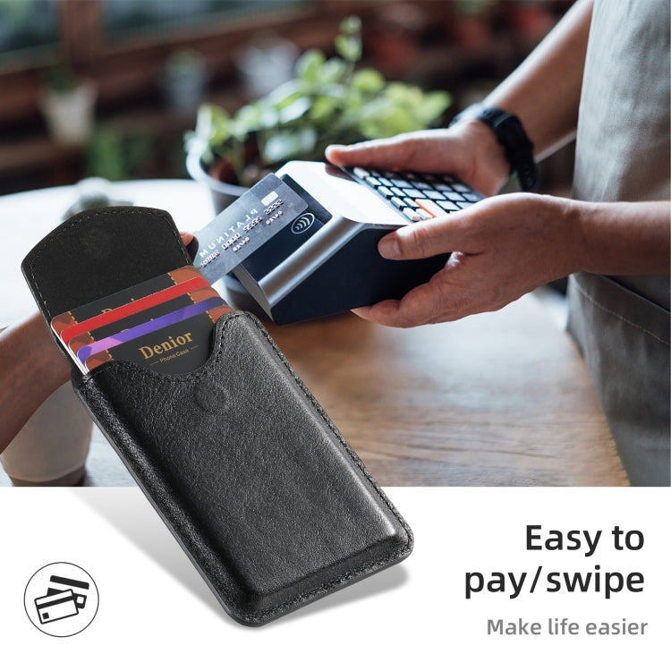 Denior V14 MagSafe Magnetic Phone Genuine Leather Card Sleeve