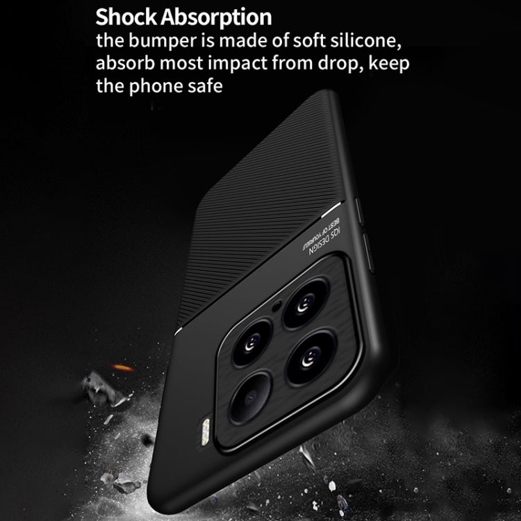 For Xiaomi 15 Classic Tilt Strip Grain Magnetic PC Hybrid TPU Phone Case