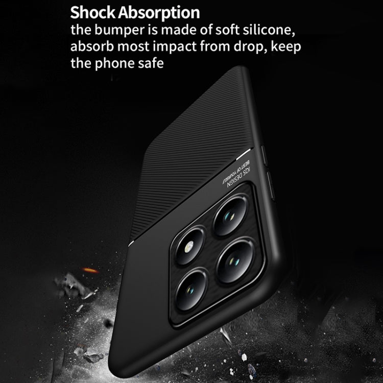 For Xiaomi 14T Classic Tilt Strip Grain Magnetic PC Hybrid TPU Phone Case