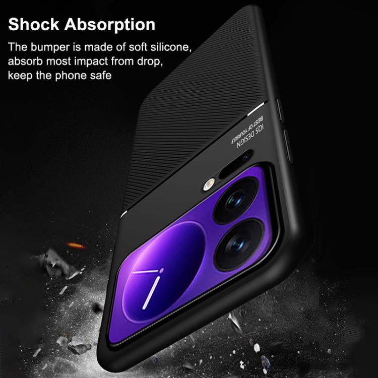 For Xiaomi 17 Pro Classic Tilt Strip Grain Magnetic PC Hybrid TPU Phone Case