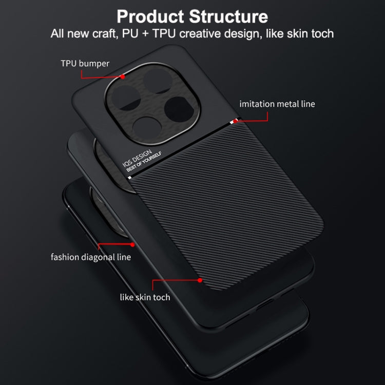 For Redmi Note 14 Pro 5G Classic Tilt Strip Grain Magnetic PC Hybrid TPU Phone Case