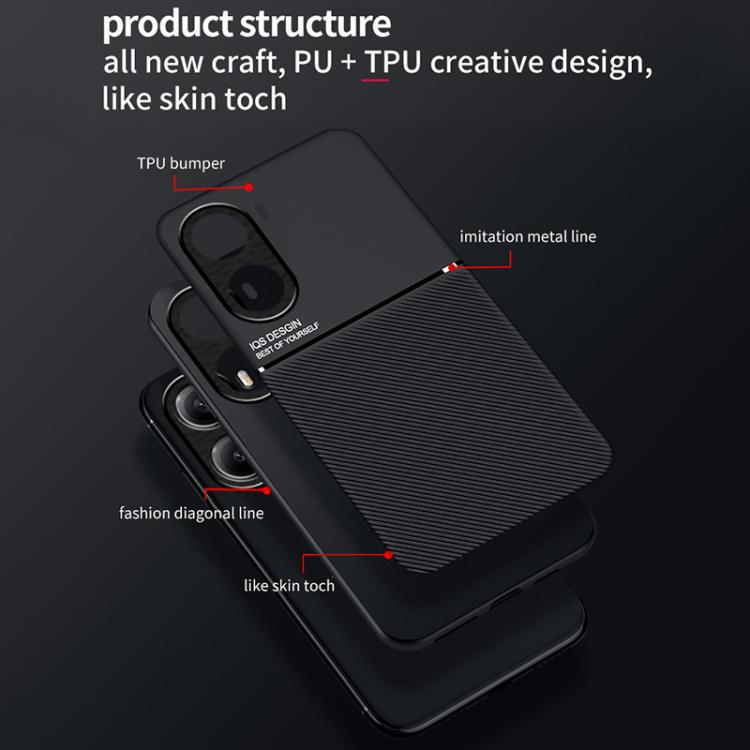 For Redmi Turbo 4 Classic Tilt Strip Grain Magnetic PC Hybrid TPU Phone Case