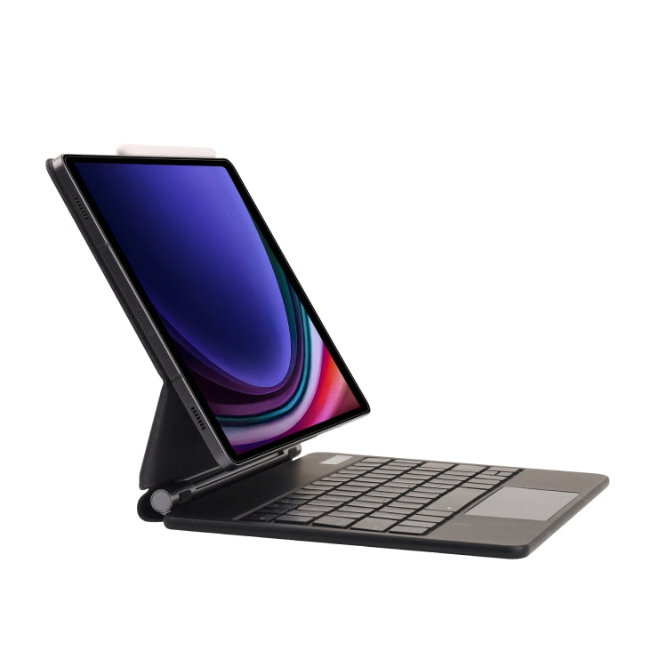 For Samsung Galaxy Tab S10+ / S9 FE+ P810 Magnetic Bluetooth Keyboard Leather Tablet Case - Black