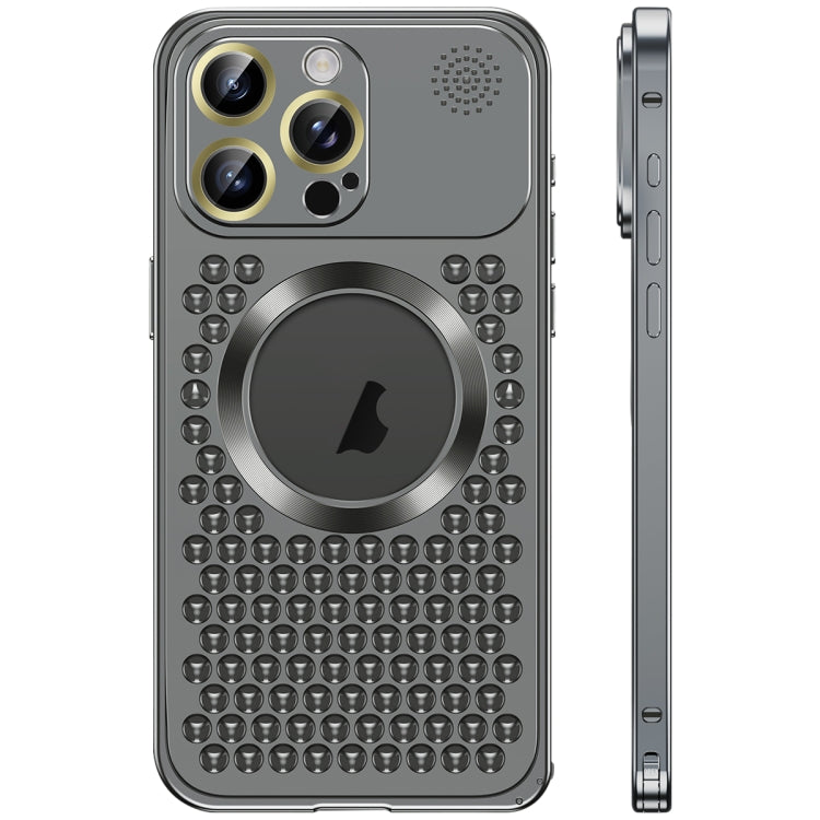 For iPhone 16 Pro Max Spring Buckle MagSafe Magnetic Metal Aromatherapy Phone Case