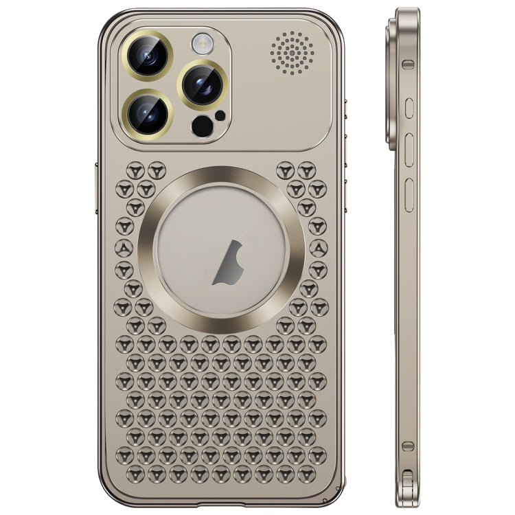 For iPhone 16 Pro Max Spring Buckle MagSafe Magnetic Metal Aromatherapy Phone Case
