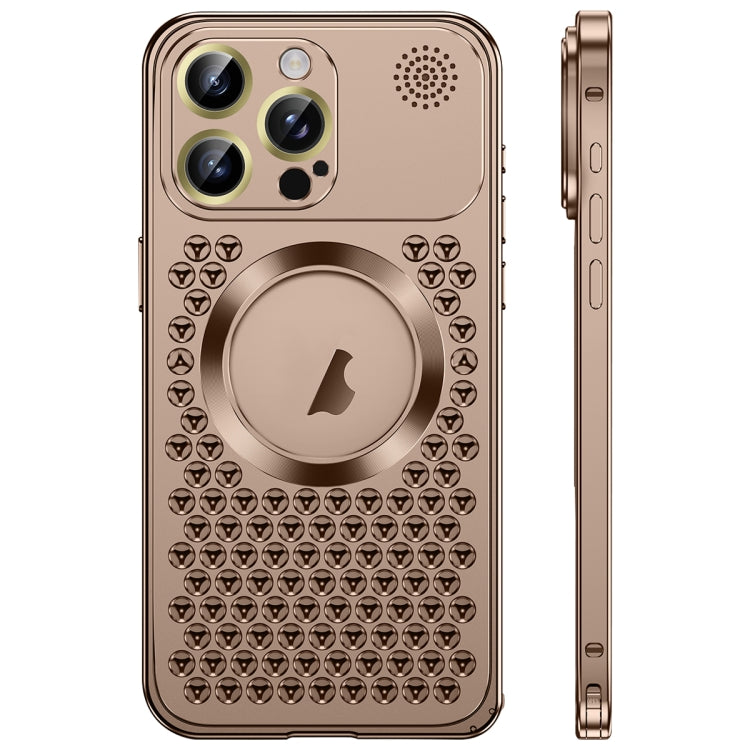 For iPhone 16 Pro Max Spring Buckle MagSafe Magnetic Metal Aromatherapy Phone Case