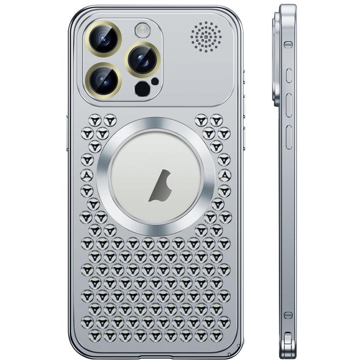 For iPhone 16 Pro Max Spring Buckle MagSafe Magnetic Metal Aromatherapy Phone Case