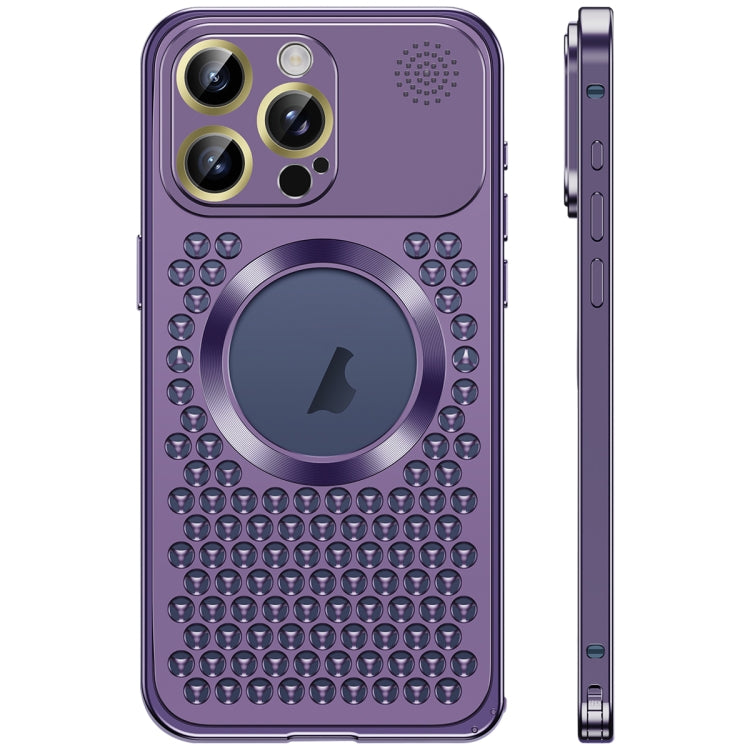 For iPhone 16 Pro Max Spring Buckle MagSafe Magnetic Metal Aromatherapy Phone Case