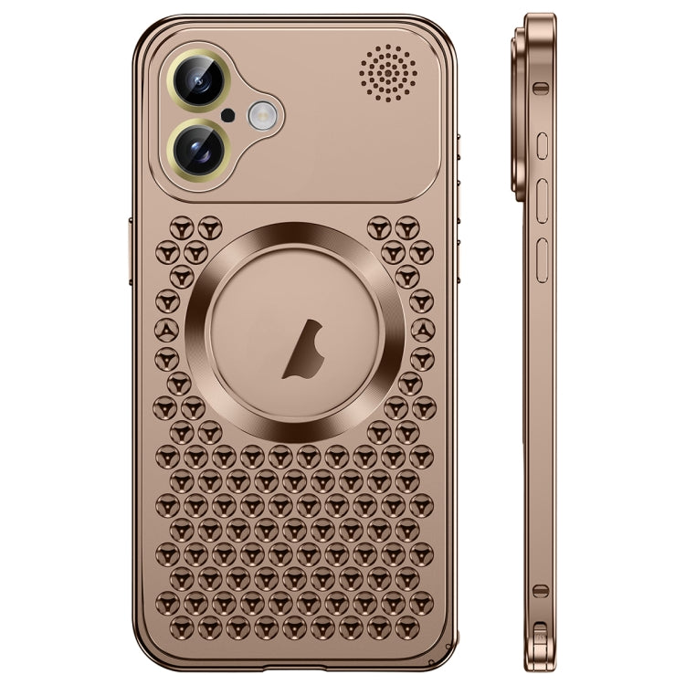 For iPhone 16 Spring Buckle MagSafe Magnetic Metal Aromatherapy Phone Case