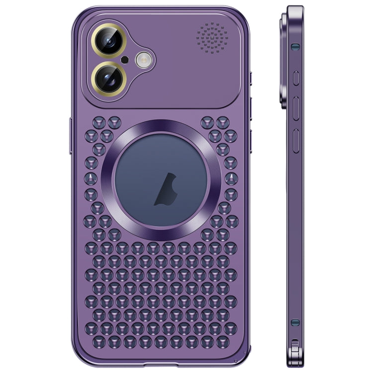 For iPhone 16 Spring Buckle MagSafe Magnetic Metal Aromatherapy Phone Case