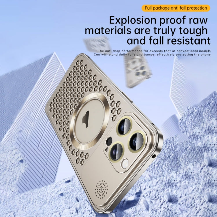 For iPhone 16 Spring Buckle MagSafe Magnetic Metal Aromatherapy Phone Case