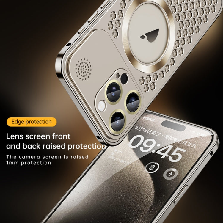 For iPhone 16 Spring Buckle MagSafe Magnetic Metal Aromatherapy Phone Case