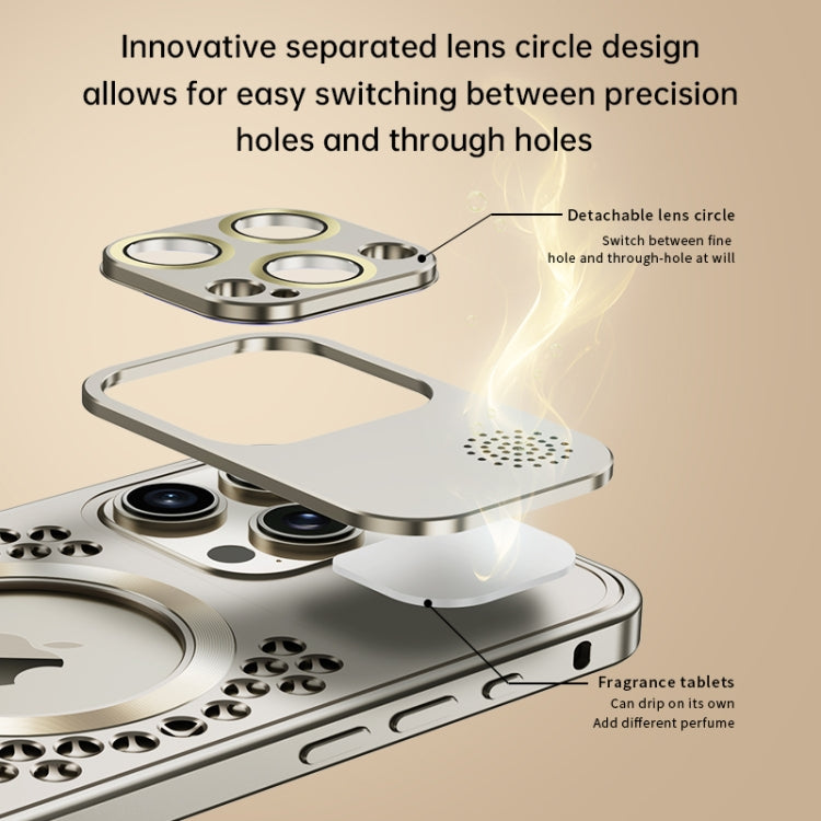 For iPhone 16 Spring Buckle MagSafe Magnetic Metal Aromatherapy Phone Case