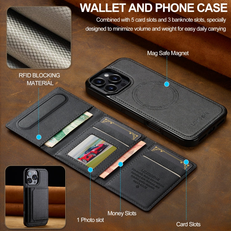 For iPhone 16 Pro Max LC.IMEEKE L5 Series Detachable RFID Card Bag Magsafe Phone Case