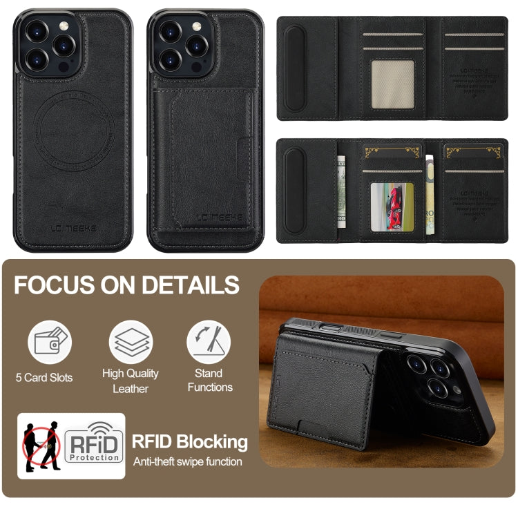 For iPhone 16 Pro Max LC.IMEEKE L5 Series Detachable RFID Card Bag Magsafe Phone Case