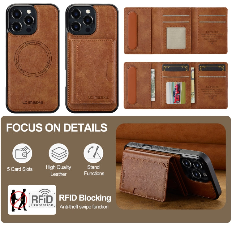 For iPhone 16 Pro Max LC.IMEEKE L5 Series Detachable RFID Card Bag Magsafe Phone Case