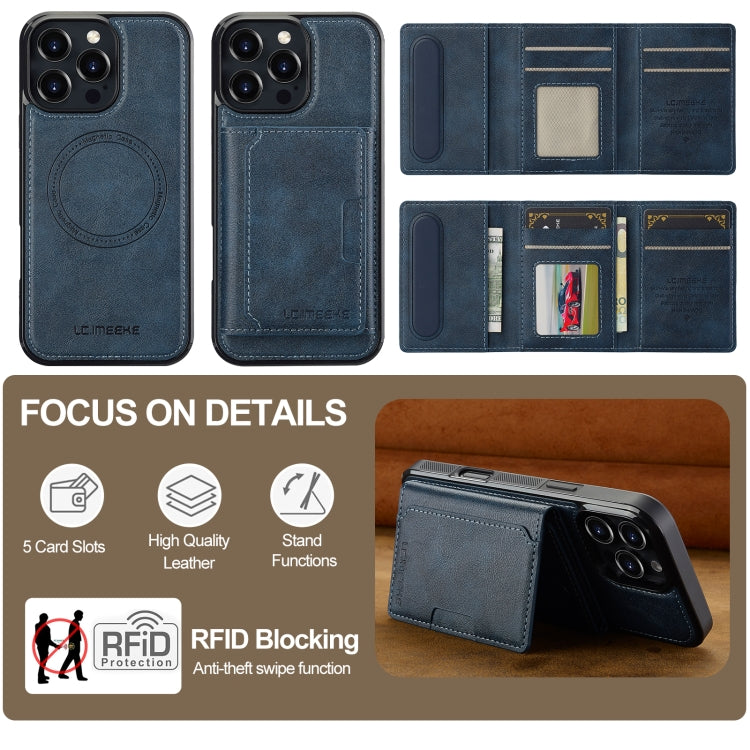 For iPhone 16 Pro Max LC.IMEEKE L5 Series Detachable RFID Card Bag Magsafe Phone Case