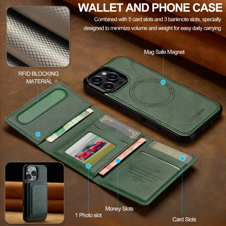 For iPhone 16 Pro Max LC.IMEEKE L5 Series Detachable RFID Card Bag Magsafe Phone Case