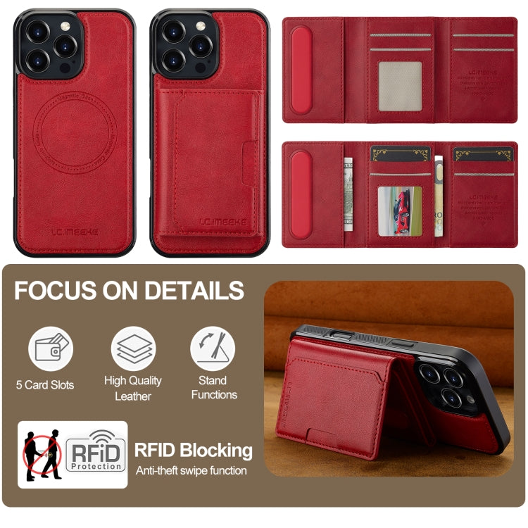 For iPhone 16 Pro Max LC.IMEEKE L5 Series Detachable RFID Card Bag Magsafe Phone Case