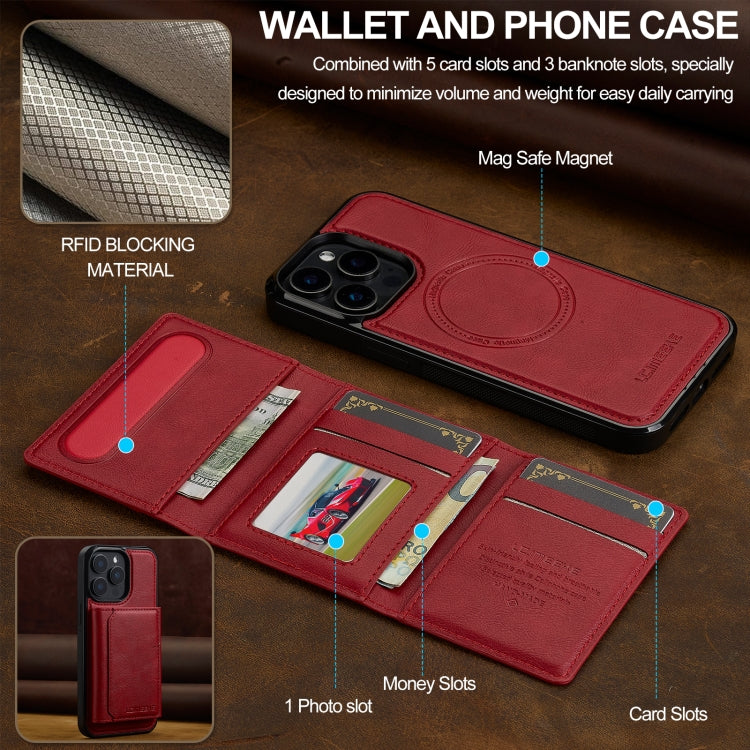 For iPhone 16 Pro LC.IMEEKE L5 Series Detachable RFID Card Bag Magsafe Phone Case