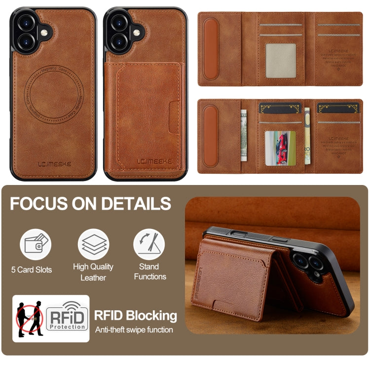 For iPhone 16 Plus LC.IMEEKE L5 Series Detachable RFID Card Bag Magsafe Phone Case