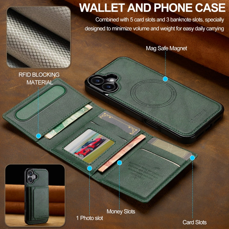 For iPhone 16 Plus LC.IMEEKE L5 Series Detachable RFID Card Bag Magsafe Phone Case