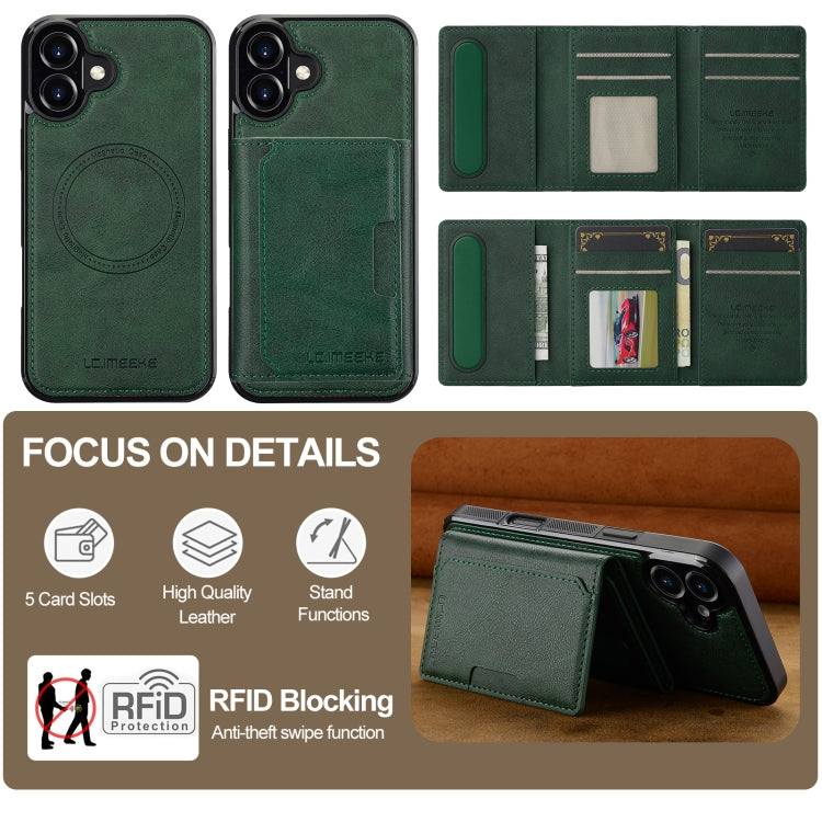For iPhone 16 Plus LC.IMEEKE L5 Series Detachable RFID Card Bag Magsafe Phone Case