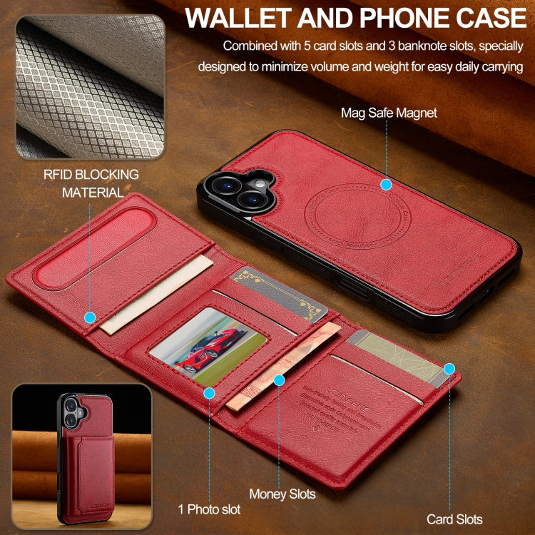 For iPhone 16 Plus LC.IMEEKE L5 Series Detachable RFID Card Bag Magsafe Phone Case