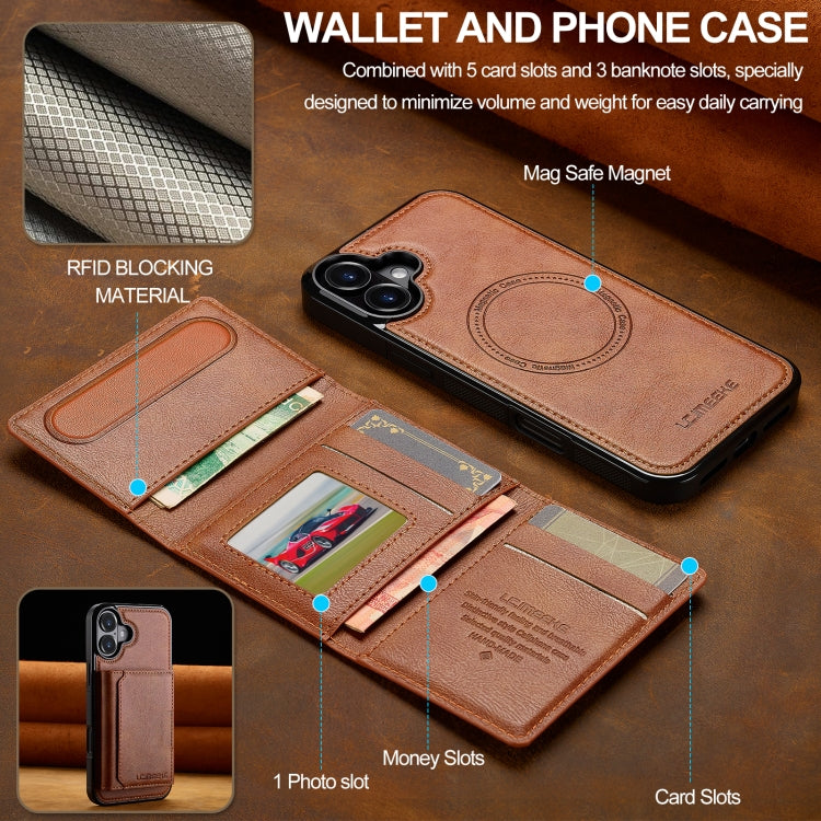 For iPhone 16 LC.IMEEKE L5 Series Detachable RFID Card Bag Magsafe Phone Case