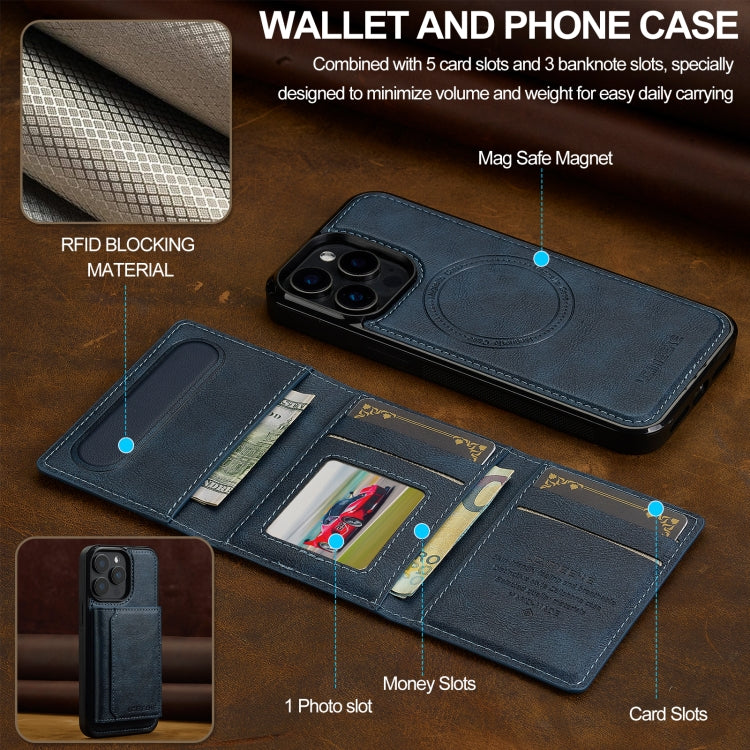 For iPhone 15 Pro Max LC.IMEEKE L5 Series Detachable RFID Card Bag Magsafe Phone Case