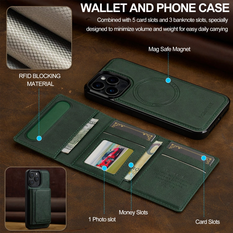 For iPhone 15 Pro LC.IMEEKE L5 Series Detachable RFID Card Bag Magsafe Phone Case