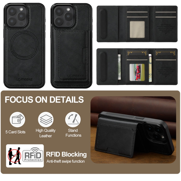 For iPhone 14 Pro Max LC.IMEEKE L5 Series Detachable RFID Card Bag Magsafe Phone Case