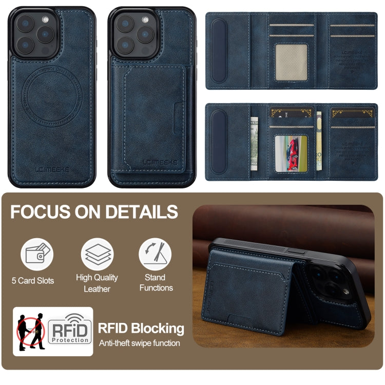 For iPhone 14 Pro Max LC.IMEEKE L5 Series Detachable RFID Card Bag Magsafe Phone Case