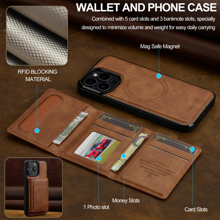 For iPhone 14 Pro LC.IMEEKE L5 Series Detachable RFID Card Bag Magsafe Phone Case