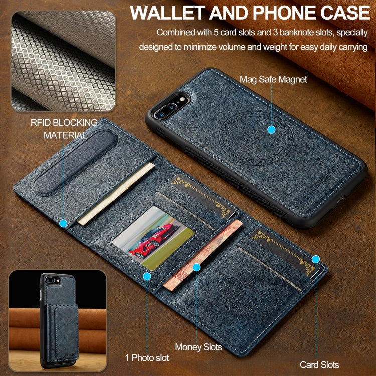 For iPhone SE 2022 / 2020 LC.IMEEKE L5 Series Detachable RFID Card Bag Magsafe Phone Case